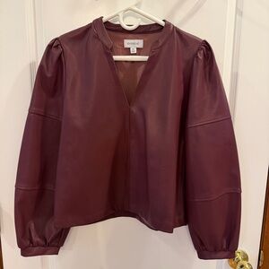 Evereve Like NEW! XS Vegan Leather Maroon Top